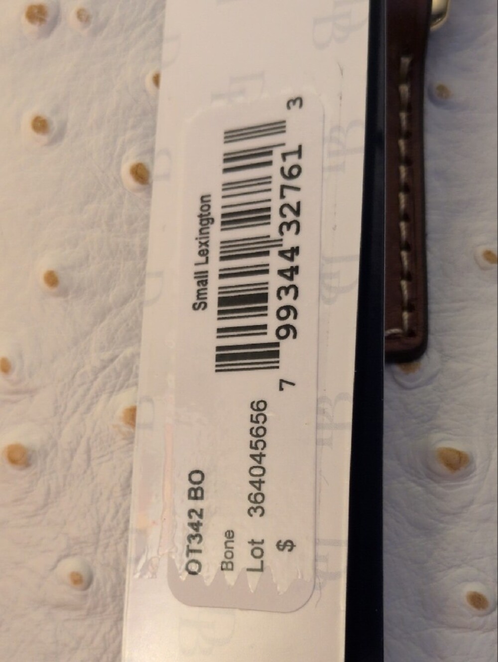 Dooney & Bourke White Ostrich-Embossed Tote with Tan Straps Dust Bag  Included! - Picture 3 of 16